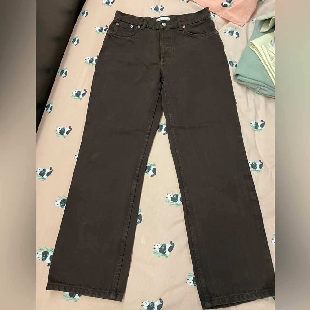 Brown jeans Zara straight fit size 6